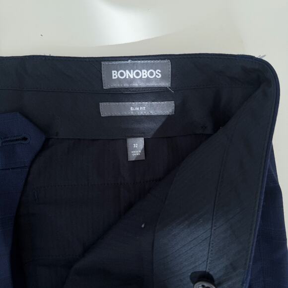 Bonobos Suit Men 40R Navy Plaid Italian Wool Slim Fit Tollegno 1900 Pants 32x30 - Picture 11 of 16